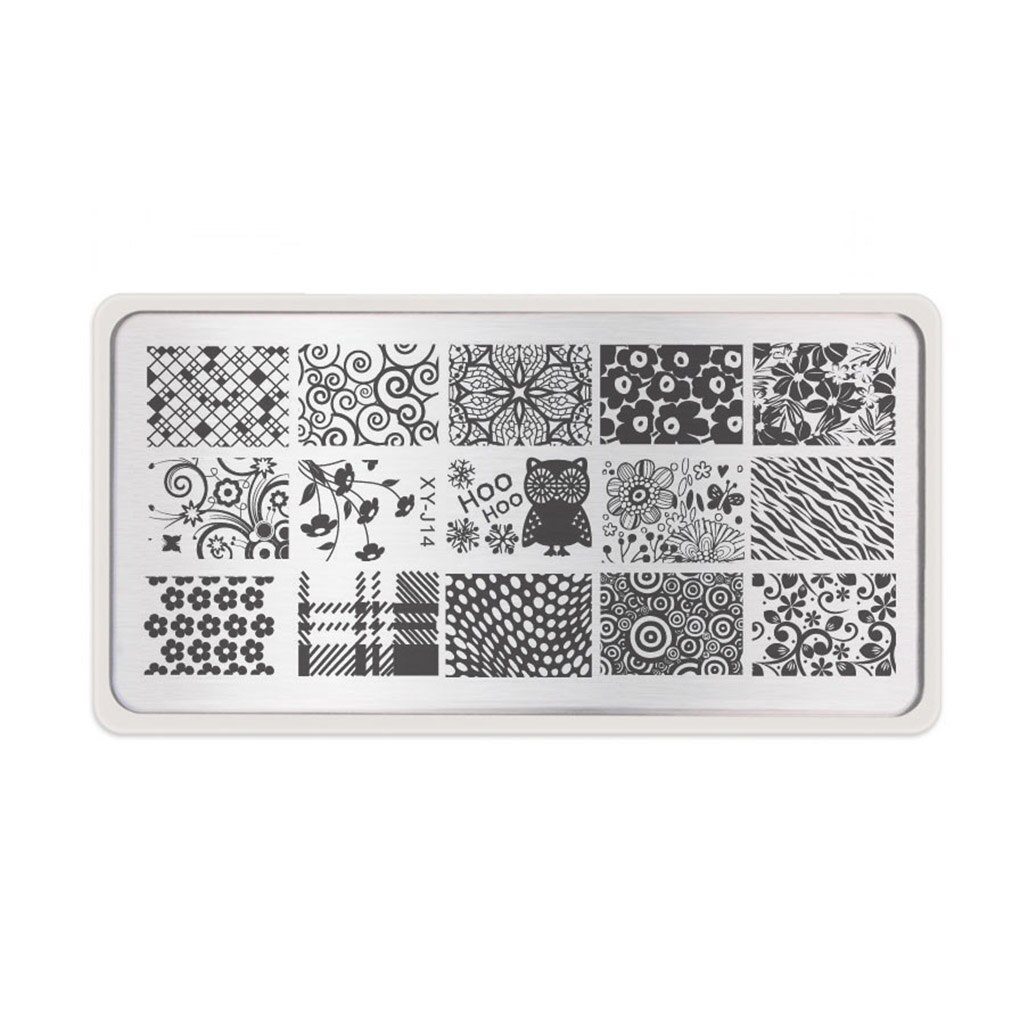 Pochoirs à ongles en , 1 pièce, modèles de tampons pour vernis à ongles en Gel, plaque d'image de manucure: 14