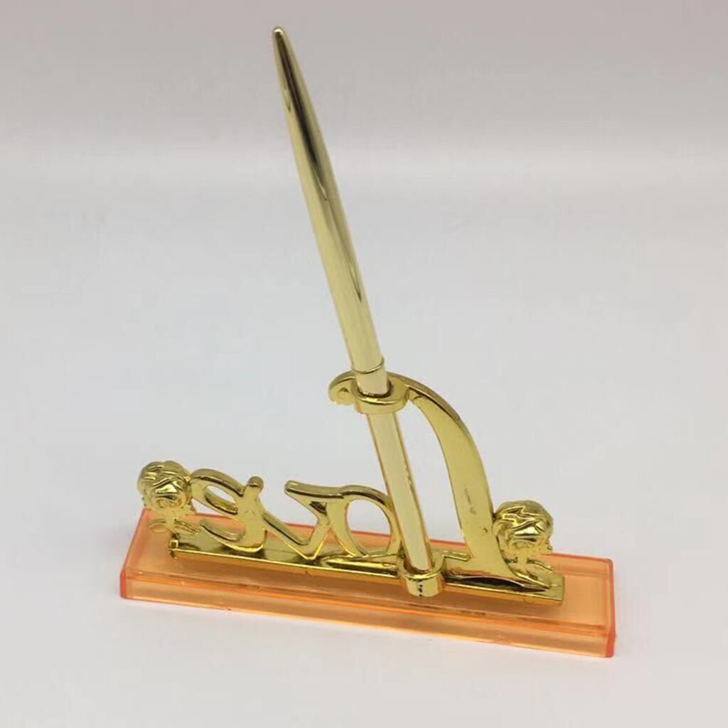 Stylo de signature de mariage avec support d&#39;amour en métal plaqué, ensemble de stylos de fête