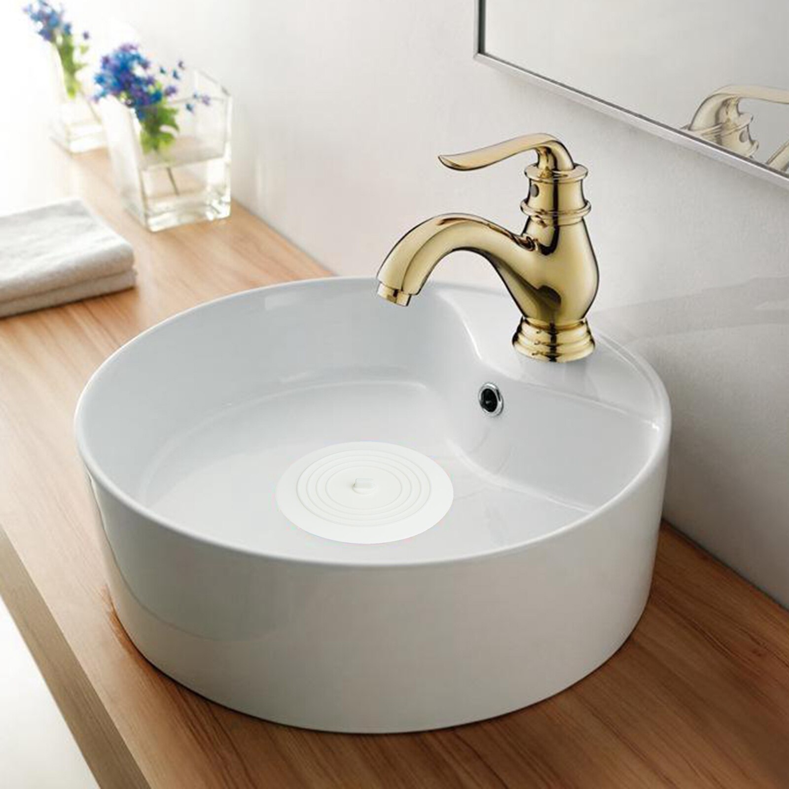 Badkuip Drain Stopper Siliconen Bad Drain Stopper Plug Cover Voor Badkamer, Vloer Drains En Keuken: White