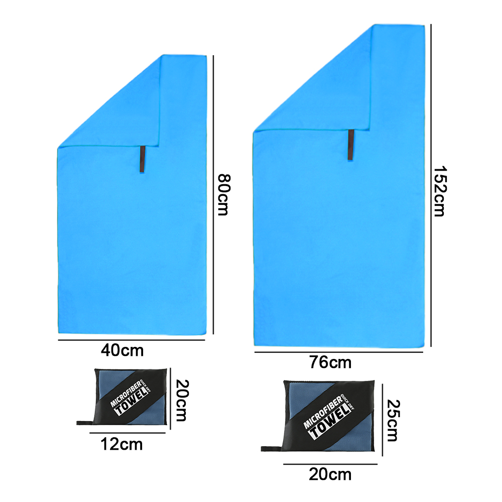 Sports Microfiber Quick Dry Pocket Towel Portable Ultralight Absorbent Large Towel for Swimming Pool Swim Gym Fitness Yoga Beach: Sky Blue Set