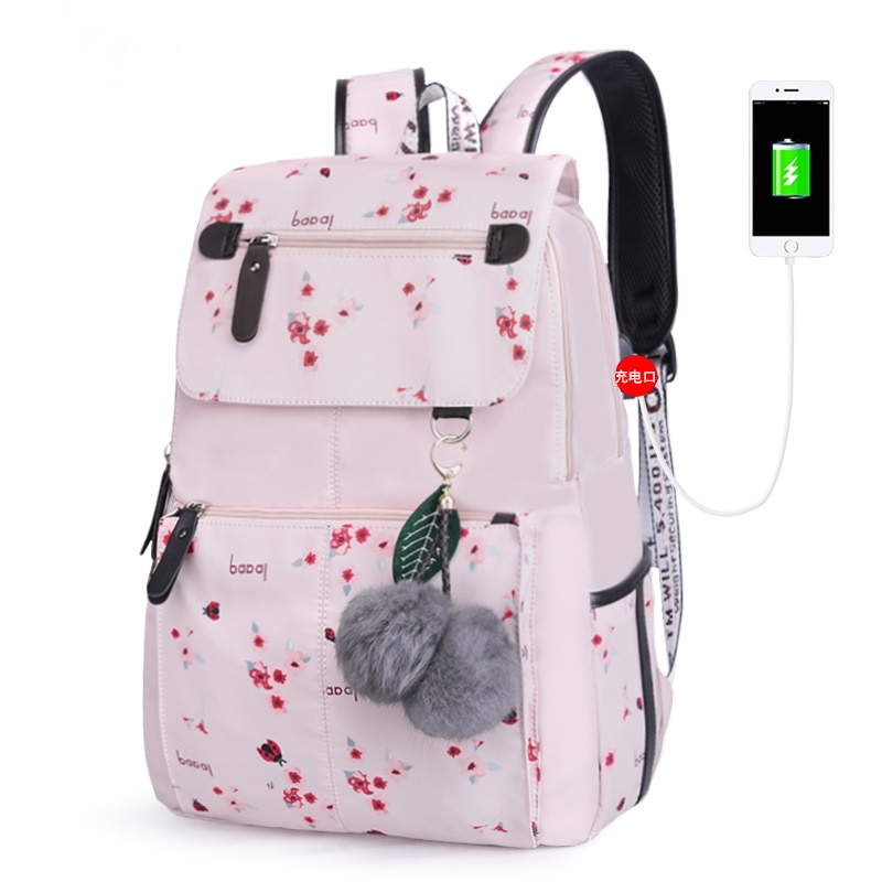 Mochila moderna con estampado de flores para mujer, bolso de hombro impermeable, Chica adolescente, escolar