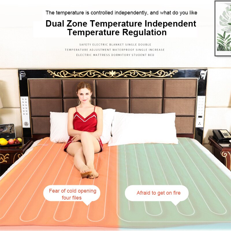 Manta eléctrica de 220v, manta calefactable con termostato, franela de poliéster suave, calentador eléctrico, almohadillas calentadoras, sábanas para la cama