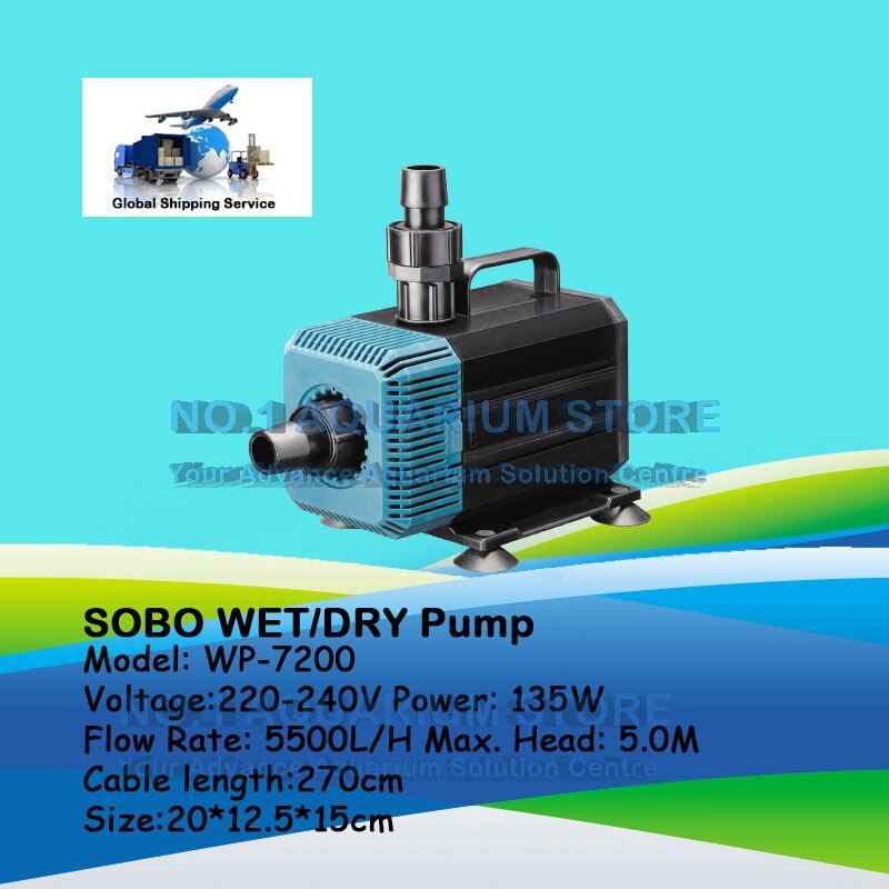 SOBO Submersible Water Pump Fish Pond Aquarium Tank Waterfall Fountain Sump WP-5200 Wp-7200 Authorized Dea: WP-7200 / EU Plug Adapter