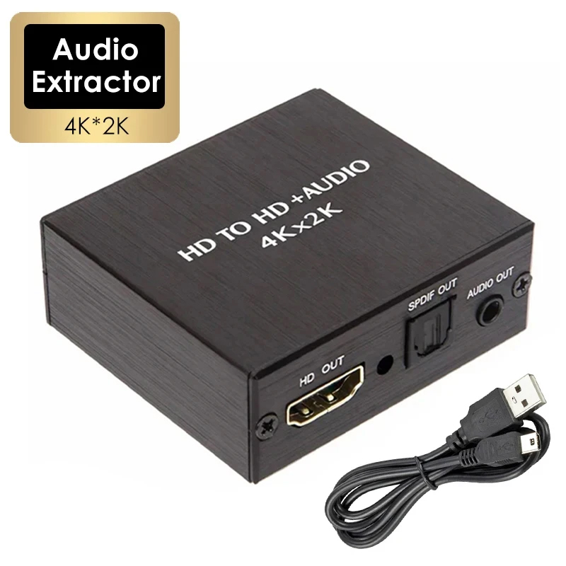 Ekstraktor audio wideo 4K x 2K kompatybilny z HDMI konwerter audio 3,5 MM SPDIF optyczny TOSLINK Stereo Out Splitter Adapter