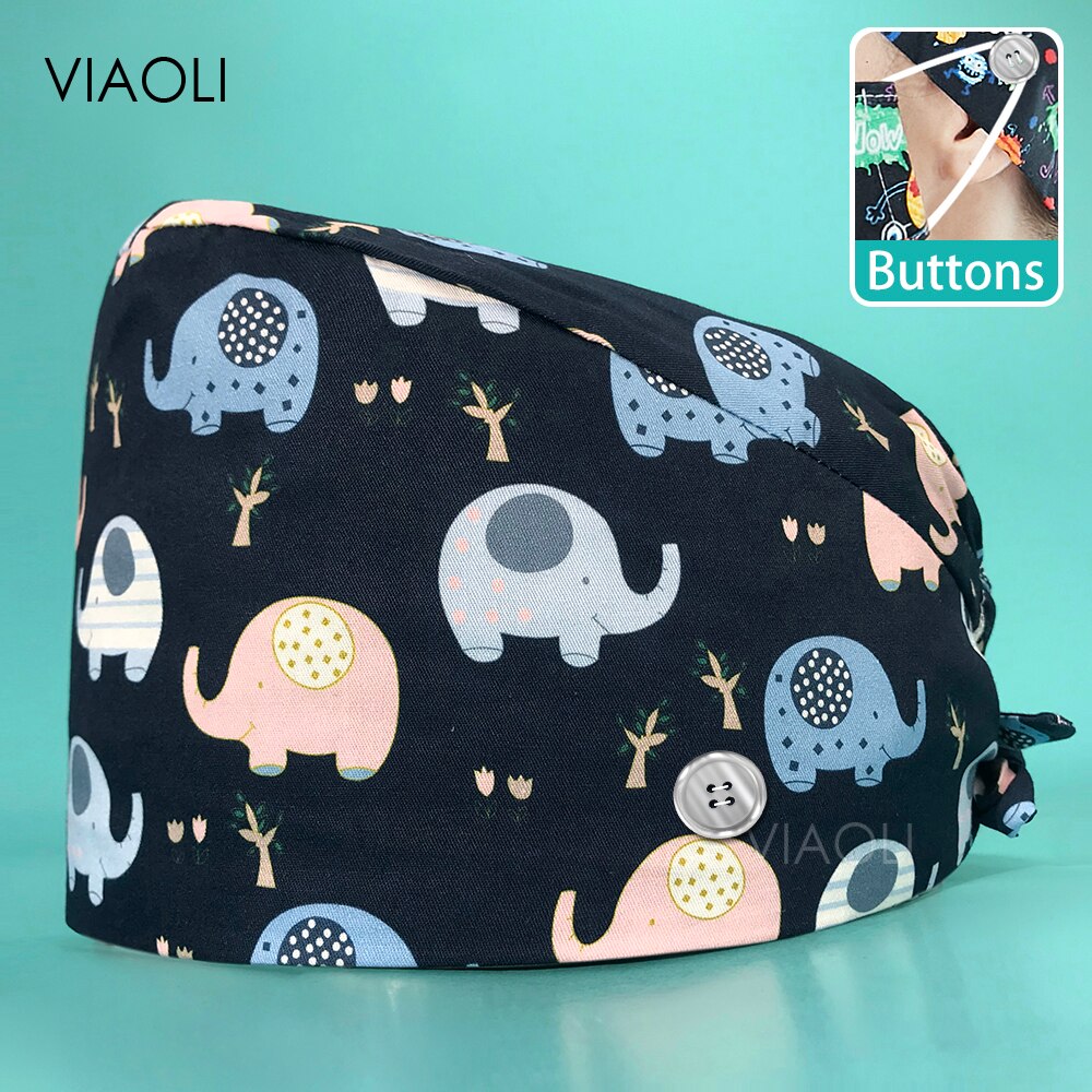 Cartoon Printing Verstelbare Scrub Cap Schoonheidssalon Verpleging Cap Laboratorium Werk Cap Pet Shop Sanitaire Dragen Scrub Cap Unisex: 22017