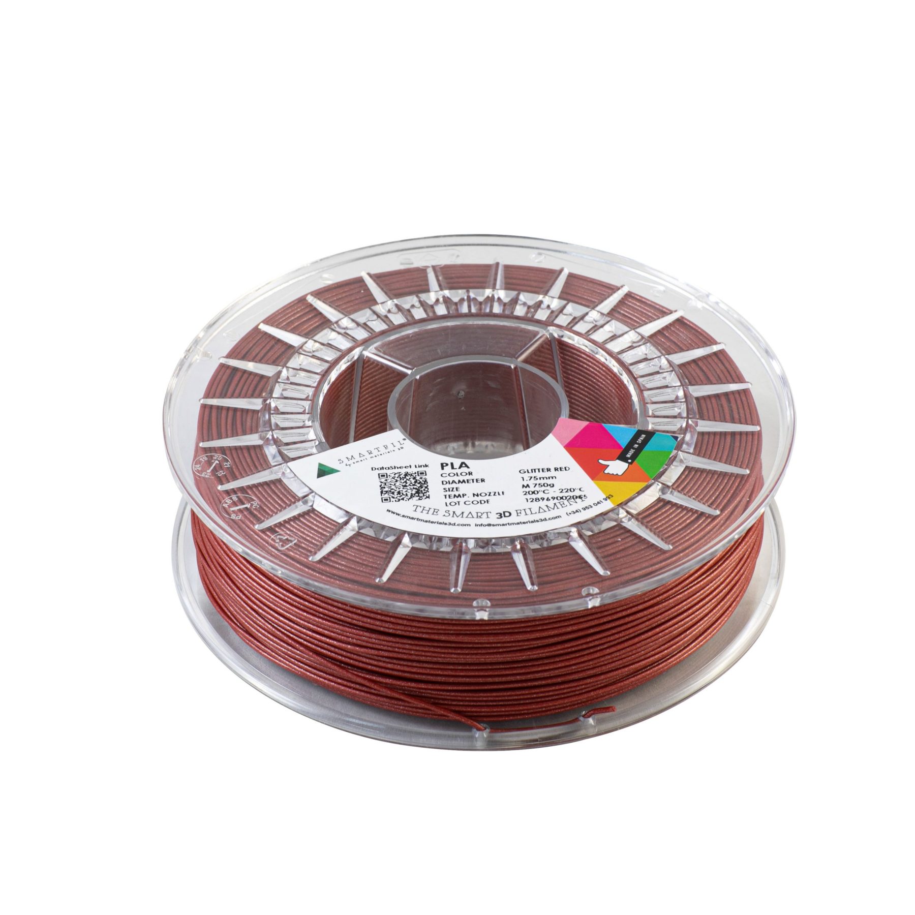 Filamento PLA Glitter Smartfil 1,75mm 750gr Smart Materials Impresora 3D FDM Creality Ender 3 Prusa Fabricado Enviado España: Red