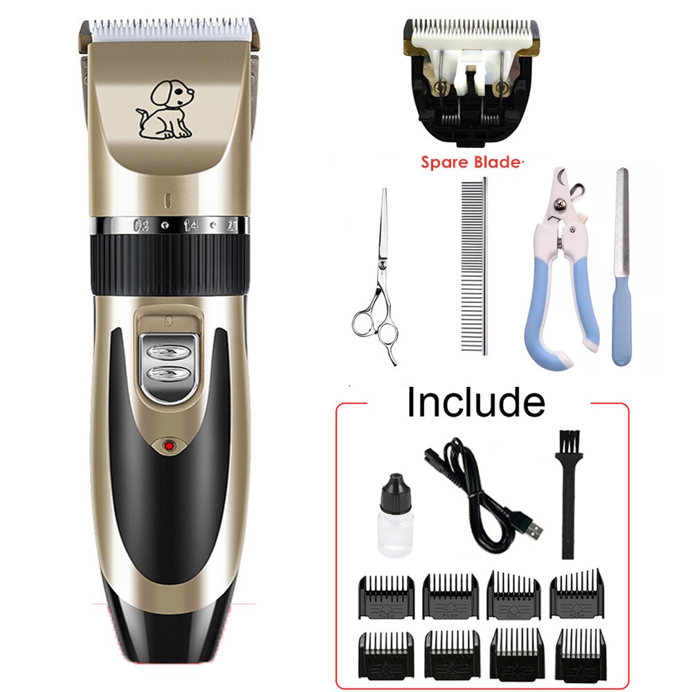 Electrical Pet Clipper Grooming Kit Rechargeable Animals Hair Cutting Machine Pet Cat Dog Hair Trimmer Shaver Set: SET 4