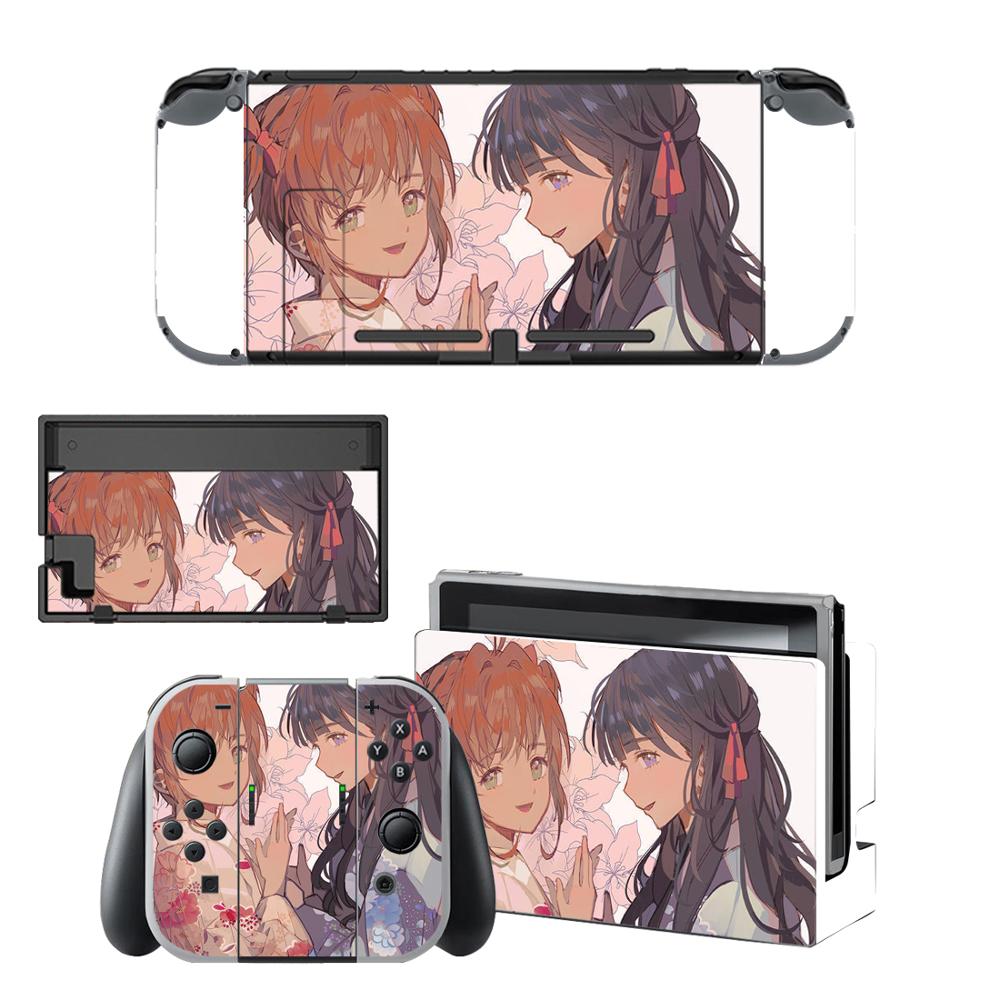 Pegatina protectora de piel de vinilo para consola Nintendo Switch NS, Captor Sakura Skins + controlador + soporte de soporte