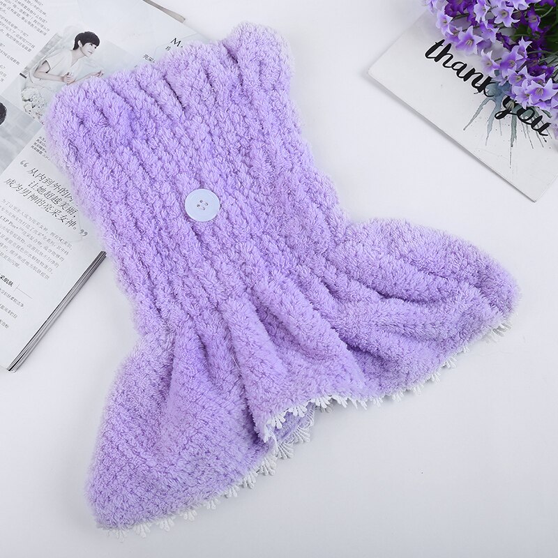 Haar Handdoek Microfiber Handdoek Strand Voor Badkamer Badstof Haar Wrap Sneldrogende Douche Cap Wraphat Thuis Textiel Effen Snel: purple