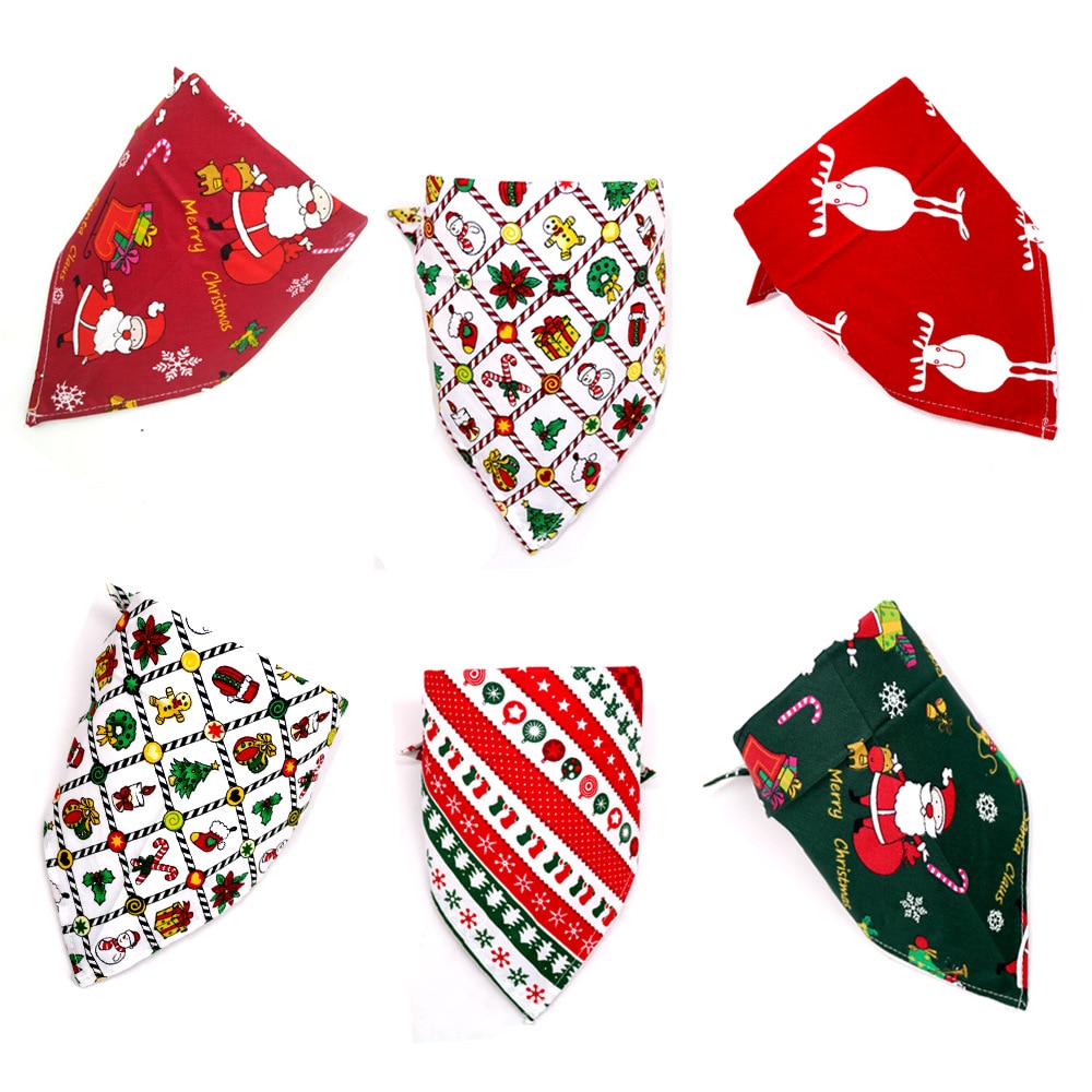 Christmas Pet Dog Bandana Small Large Dog Bibs Towel Scarf Halloween Pumpkin Printing Puppy Pet Grooming Costume Accessories