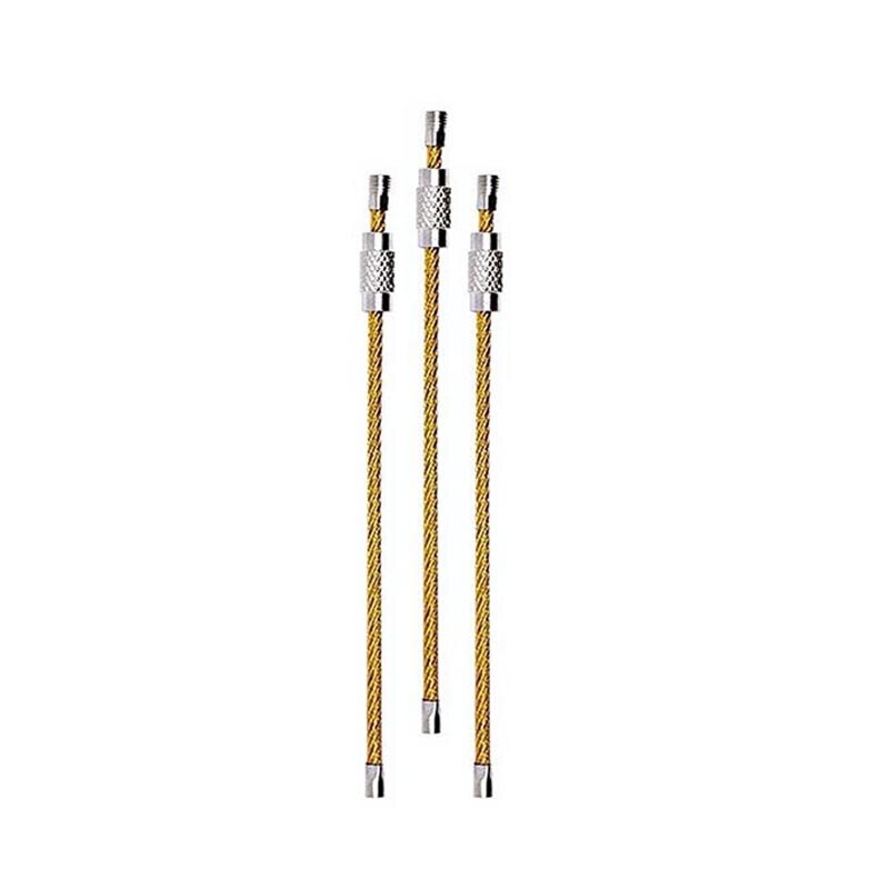 10Pcs Colorful Stainless Steel Wire Keychain Carabiner Key Circle Rope Cable Loop Outdoor Camping Hiking Screw Locking Key Chain: Yellow