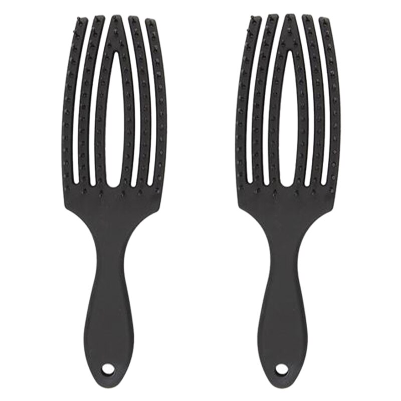 Set  of 2,  entangled nemesis borstel, unisex, haarverzorgingscrème, snel drogende haarborstel (zwart)