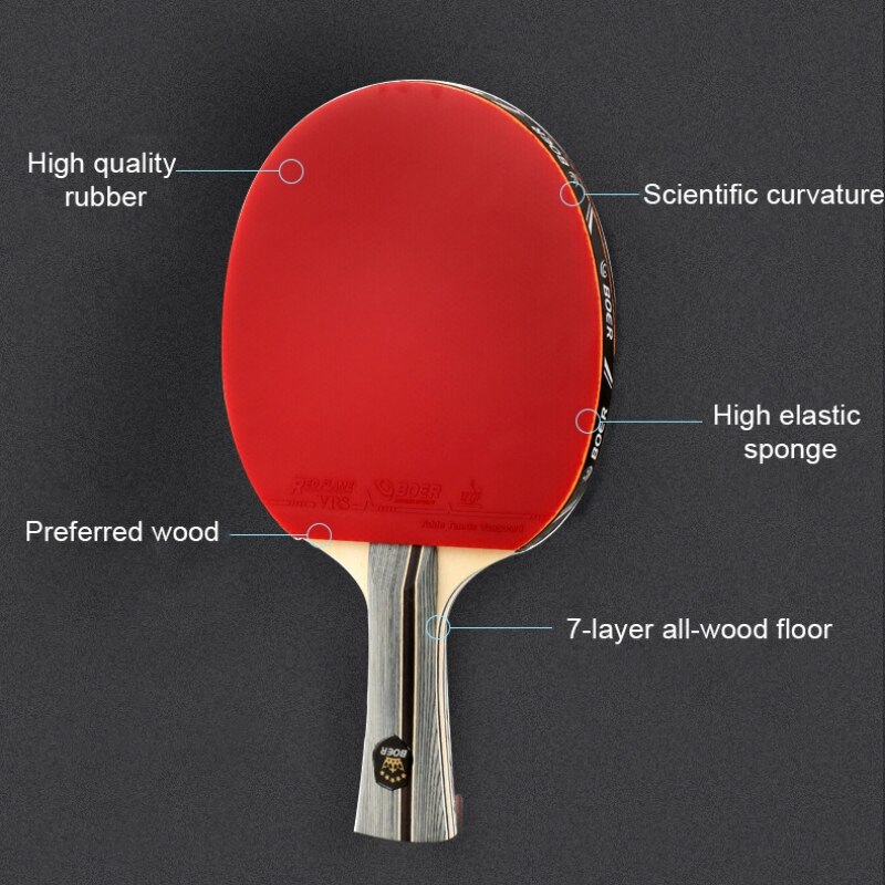 Table Tennis Racket Lightweight Powerful Ping Pong Paddle Bat Long Straight/horizontal Grip Table Tennis Training