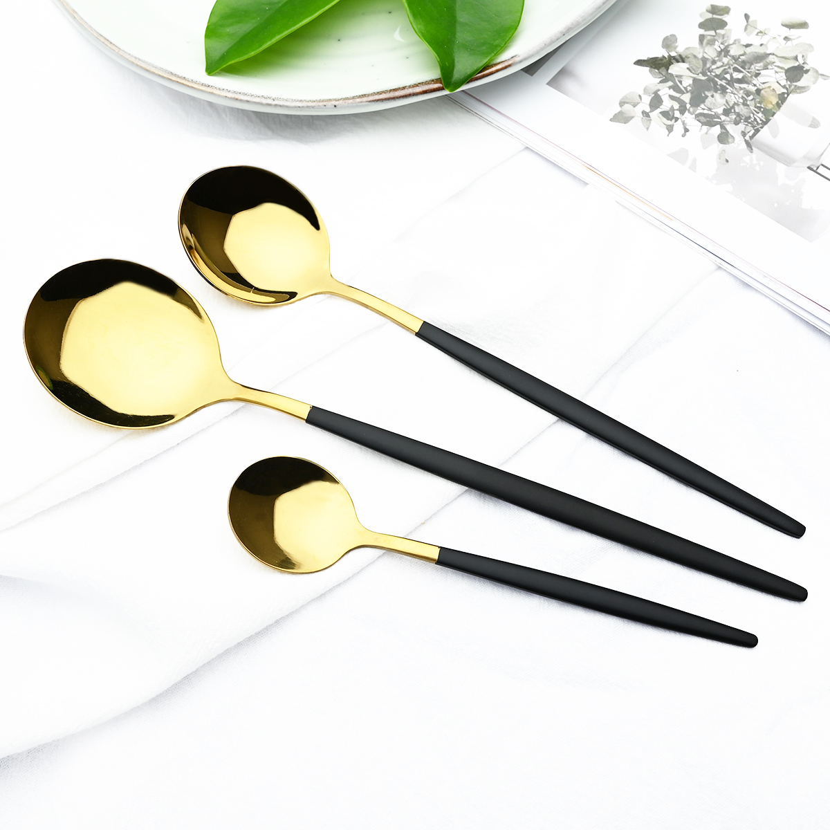 6Pcs/Set Stainless Steel Dinnerware Colorful Dessert Spoon Cutlery Set Dinner Spoon Coffee Spoons Tableware Kitchen Silverware