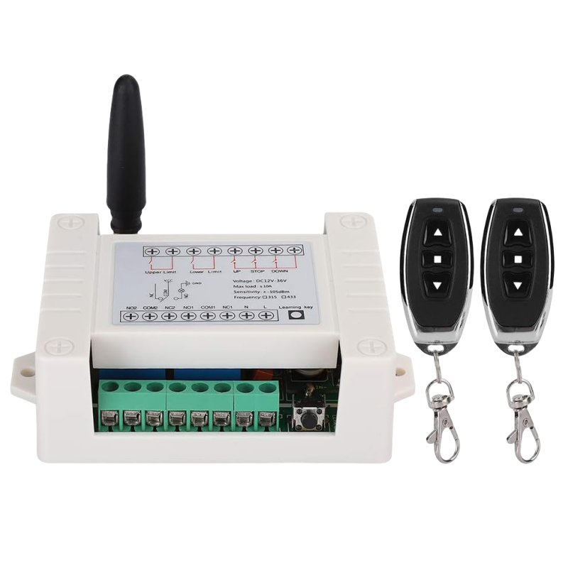 Motor Remote Control Switch, 433Mhz Remote Control Relay Use for Car, Garage Doors, Window, Water Pump, DC 12V-36V 10A Relay: Default Title