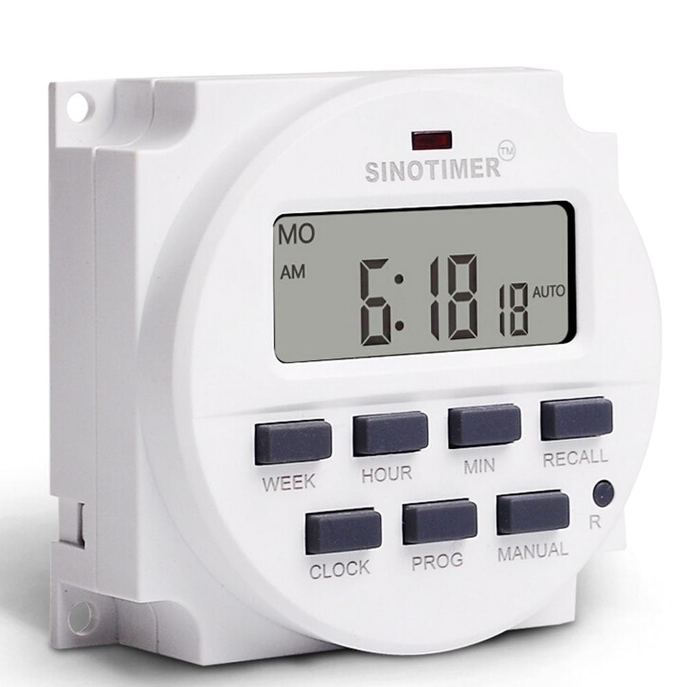 LCD 220V AC 7 Days Weekly Programmable Control Power Timer Switch Time Relay Built-in Rechargeable Battery For Lights Control