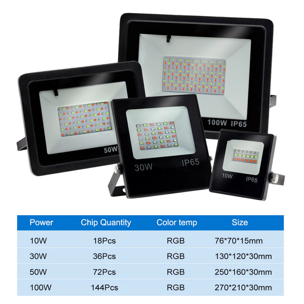Reflector Led RGB de 220V para exteriores, lámpara impermeable IP68 para jardín, 50W, 100W