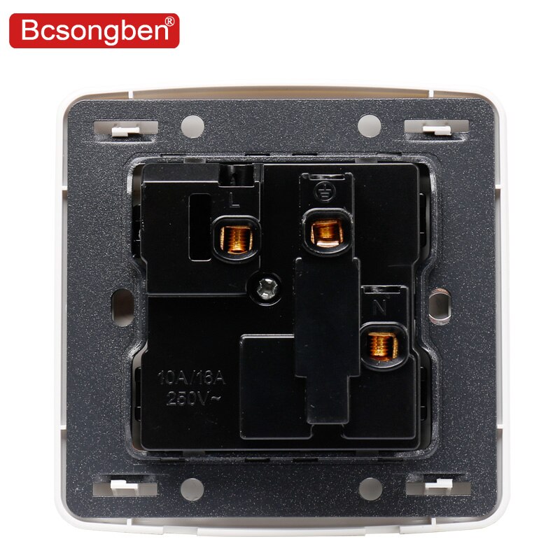 Bcsongben Universal Standard Wall Socket With LED Light Switch White PC Panel 10A 250V Universal Power Socket Outlet