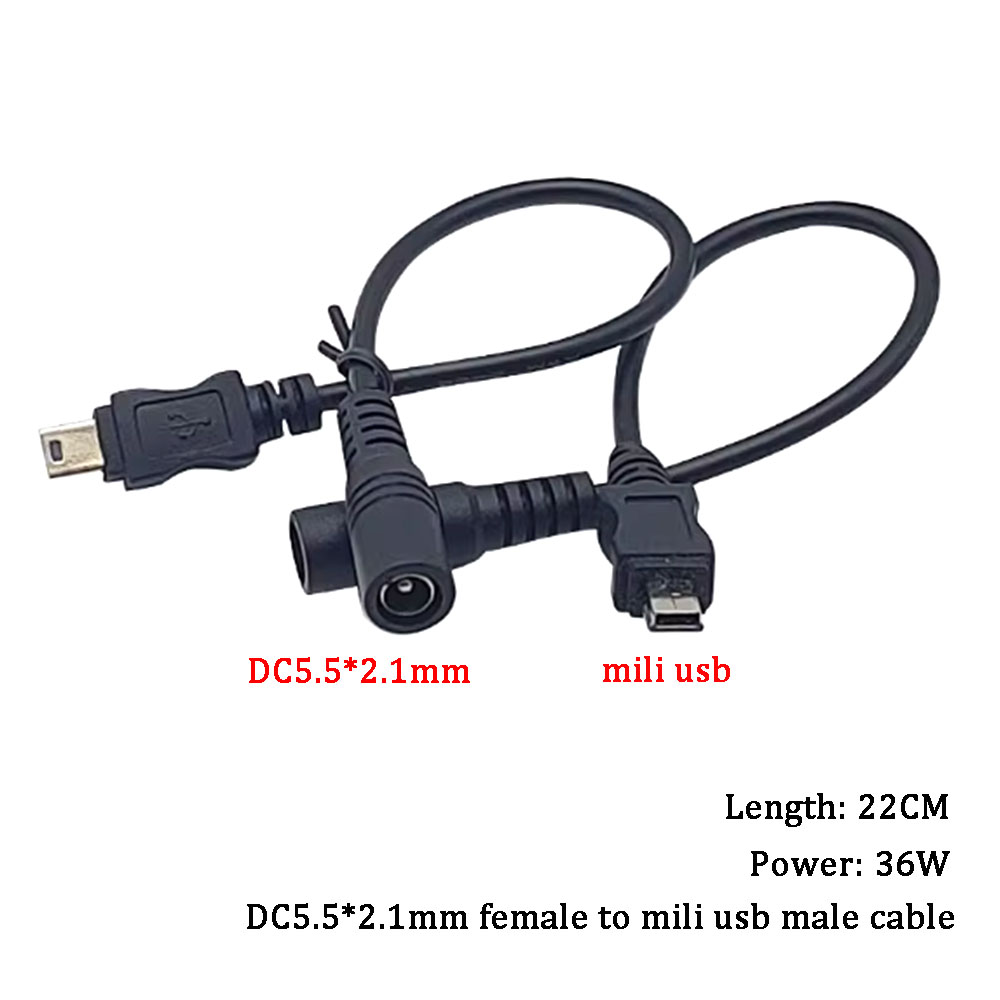 DC 5.5*2.1/3.5*1.35 Female Cables 5521 Power Jack DC Power Conector 5.5x2.1mm to Type-C /Micro/Mini USB Charging Cable Converter