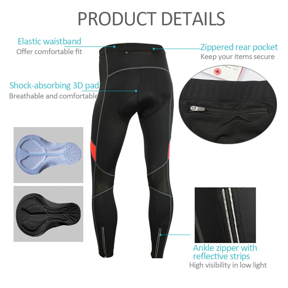 Heren thermische hardloopbroeken atletische fietsbroek fleece koud weer outdoor fiets fietsbroek