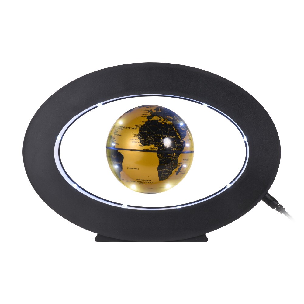 Globe de la terre en lévitation magnétique, 3 pouces, carte du monde avec lumière blanche LED, Base ovale, éducatif pour enfants, or
