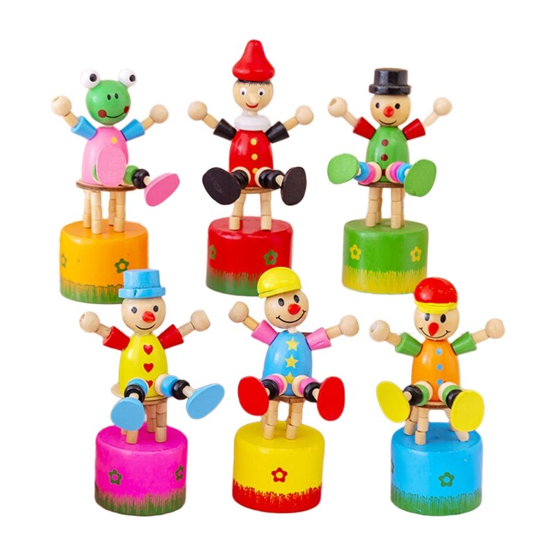 Leuke Creatieve Swing Houten Clown Dansen Desktop Speelgoed 4.33X1.57 &quot;G2AE