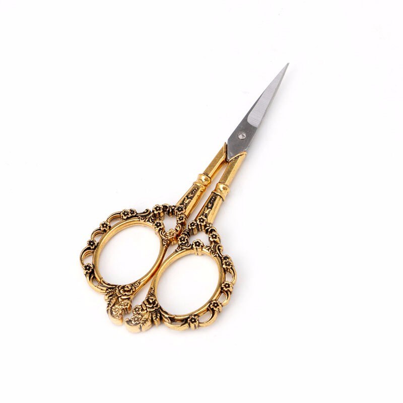 Tijeras florales Vintage europeas de acero inoxidable, papelería para costura, suministros de corte, tijeras de costura, herramientas de bricolaje, C26, 1 ud.