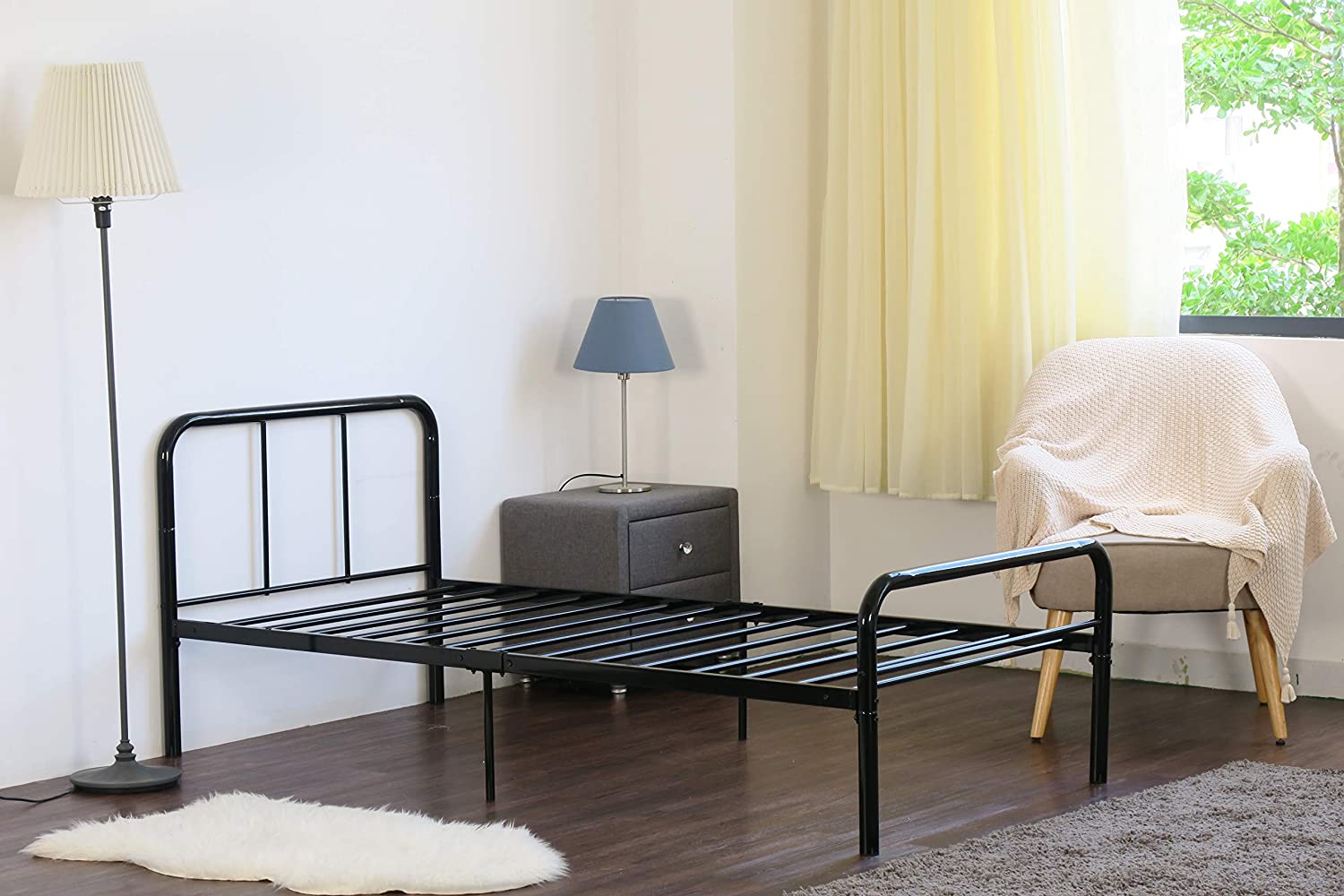 Black Metal Curved Bed Frame 3ft Single.Bedroom Furniture (No Mattress)