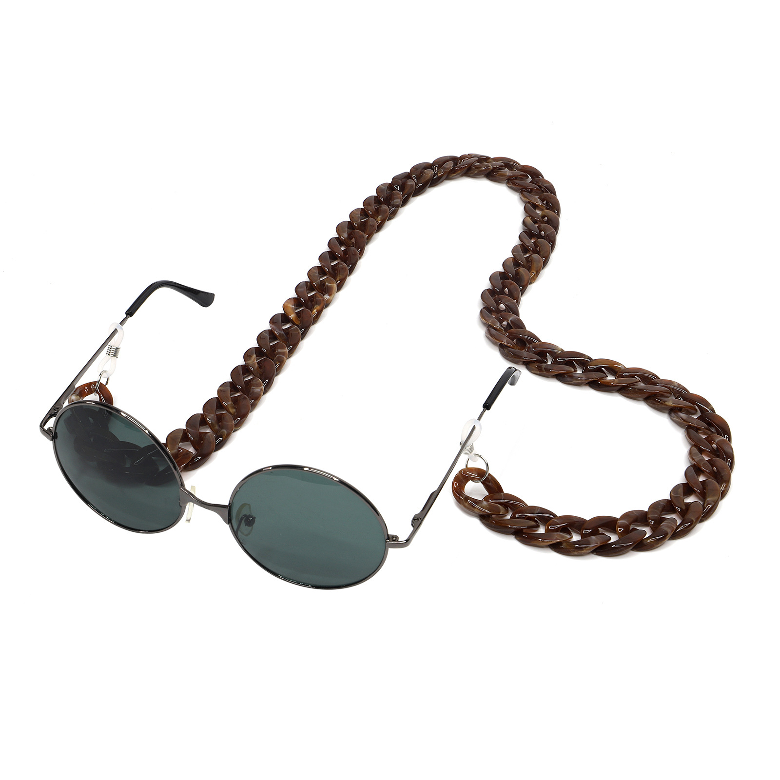 Chaînes de lunettes de soleil en acrylique marron larges pour femmes et filles, cordon réglable pour lunettes de lecture: 5