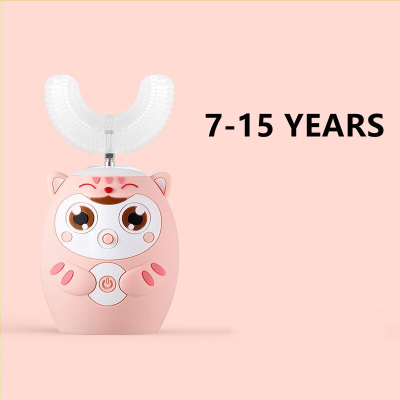 Electric Toothbrush for Kids Children Automatic Sonic U Shaped Brush Head Smart 360 Degrees Escova De Dentes Elétrica Infantil: R5 pink 7-15