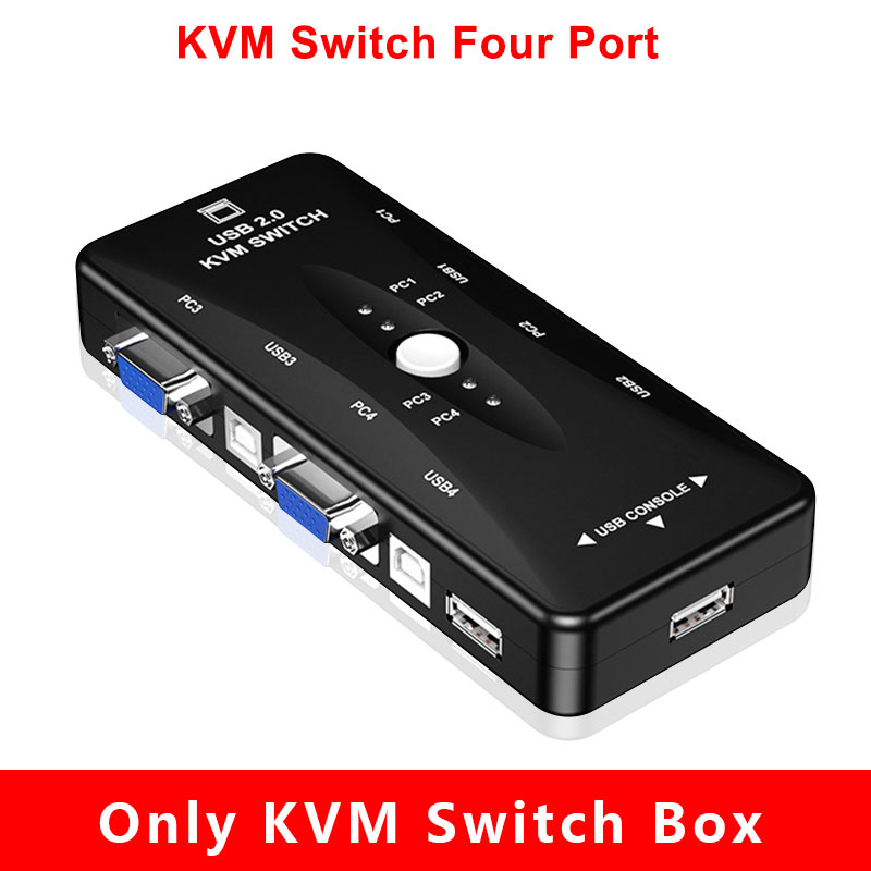 Original KVM Switch Box 4 Port 4K Support 1920*1440 Resolution USB VGA Splitter PC Display Selector For Games and DVR monitor: only 4 Port KVM