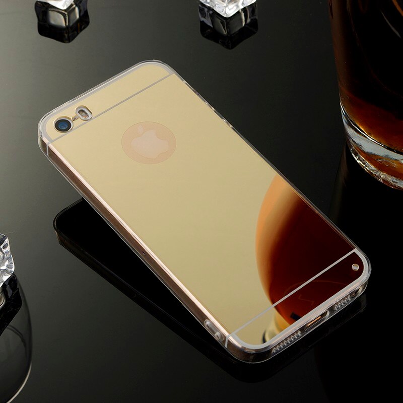 Luxus Spiegel Soft Clear TPU Fall Für iPhone 7 7Plus & iPhone 6 6 Plus 5se 5s 5 4 4s Abdeckung Zurück Fälle: For iPhone 6 Plus / Gold