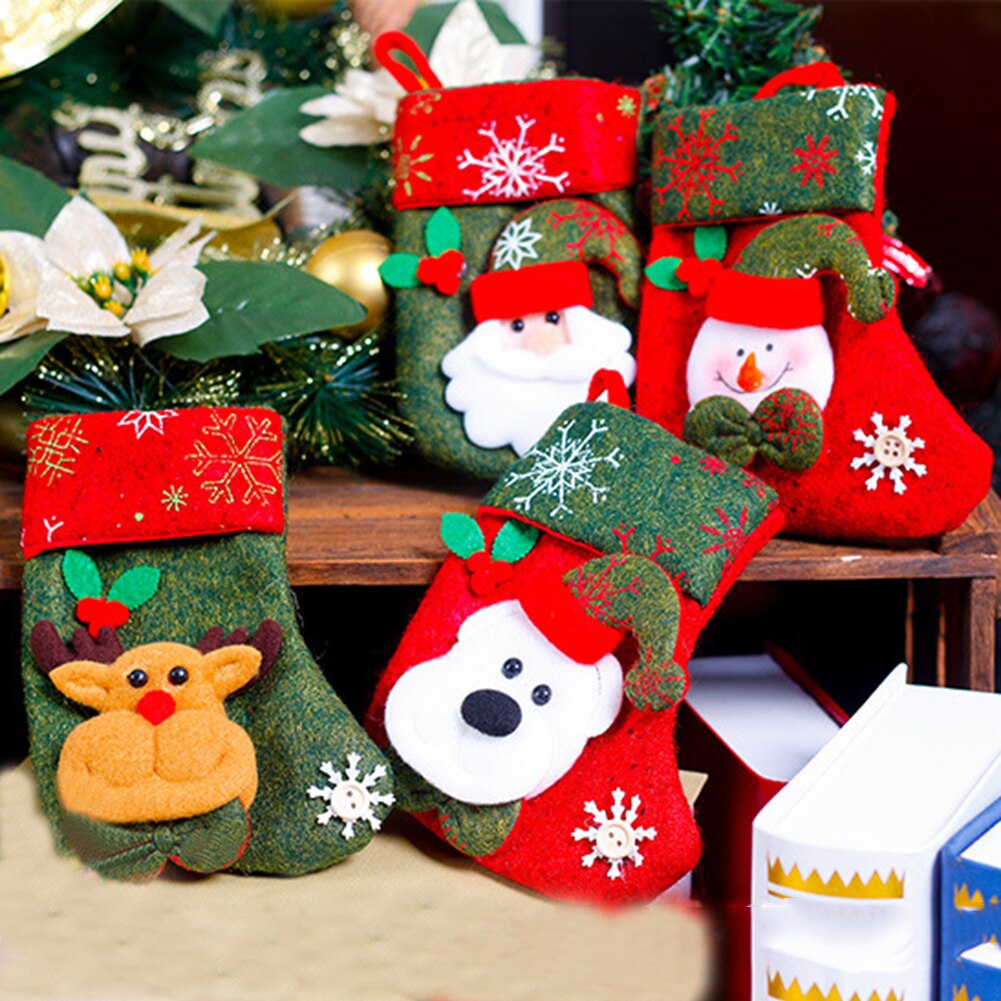 Kerst Kous Mini Sokken Xmas Tree Opknoping Decor Kerstman Candy Bag Kous Sack Xmas Candy Bag