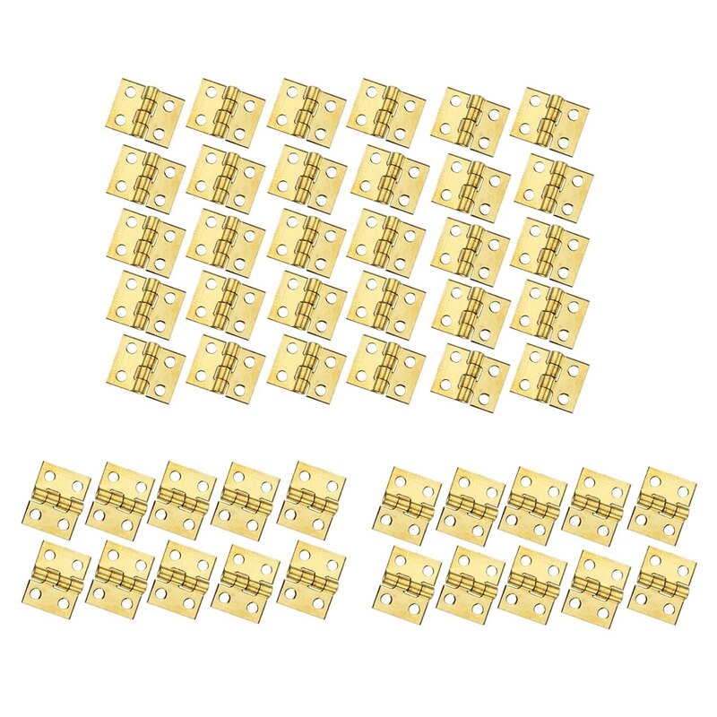 100 PCS Mini Brass Hinges Hardware 180 Degree Rotation for Dollhouse Miniature Furniture Cabinet Closet(DIY): Default Title