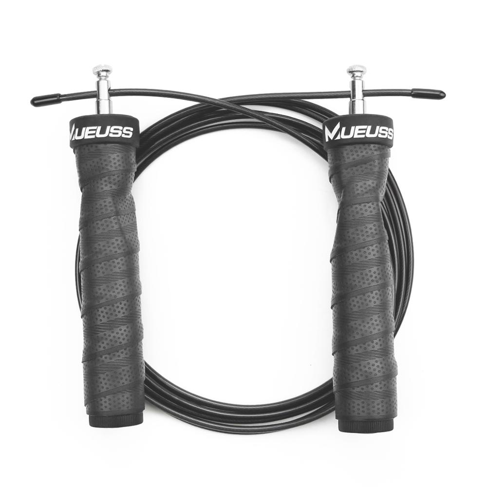 Crossfit hoppereb speed sjippetov med ekstra hastighed kabel kuglelejer anti-skrid håndtag til dobbelt unders: Sort