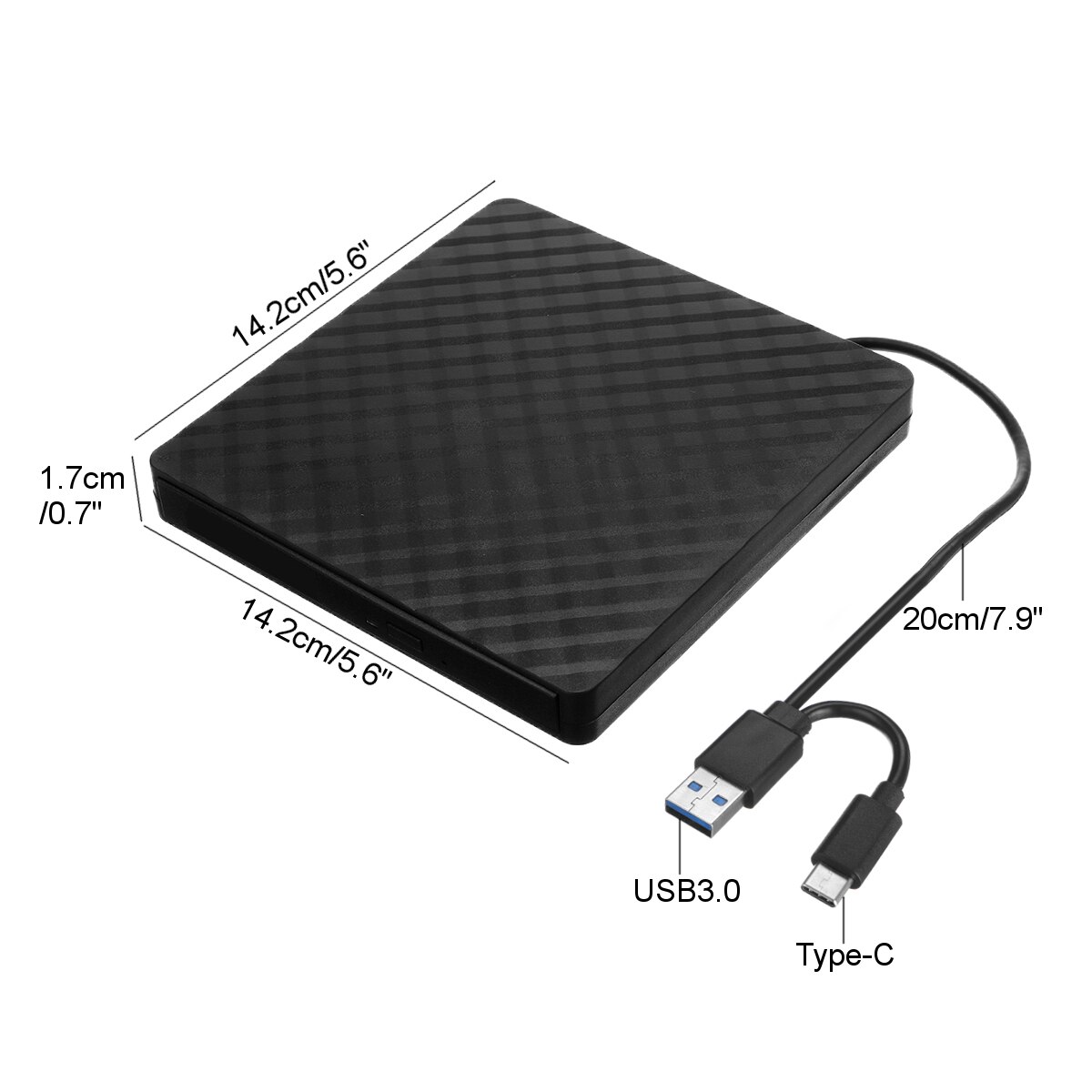 Grabador de DVD externo USB 3,0 tipo C, grabador de DVD RW, Unidad óptica CD/DVD ROM, reproductor MACs OS Windows XP/7/8/10