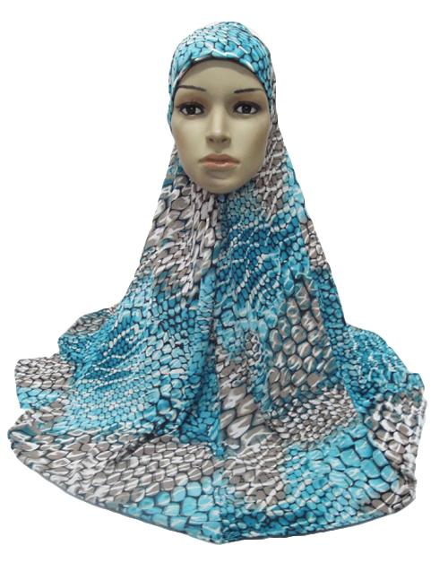 Chapeau Khimar avec Hijab pour femmes musulmanes, 1 pièce, tête arabe, col complet, châle pour la prière du Ramadan du moyen-orient, Niqab,: Bleu