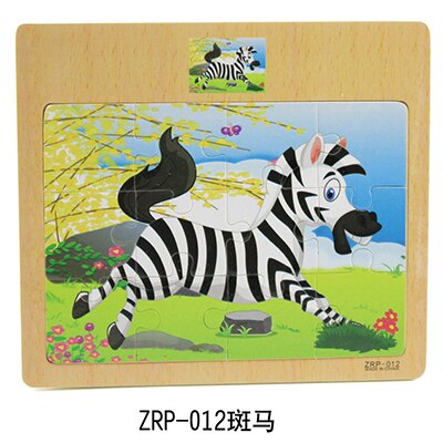 12 tablets cartoon animal traffic awareness wooden puzzle baby puzzle children wood girl boy toy