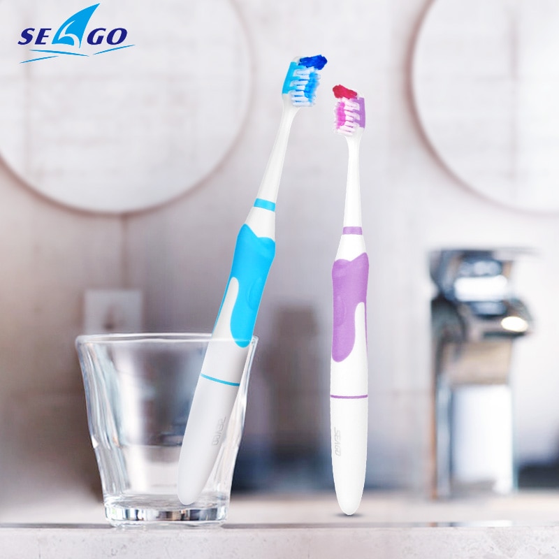 SEAGO Sonic cepillo de dientes eléctrico no recargable impermeable adulto cepillos de dientes con 3 masaje en la cabeza con cepillo de dientes gomas blanco SG963