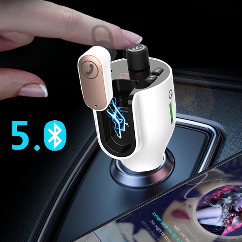 Mini Fm-zender Bluetooth Oortelefoon Business Praten Headsets Handsfree In Auto Met Magnetische Opladen Base In-Ear Oordopjes