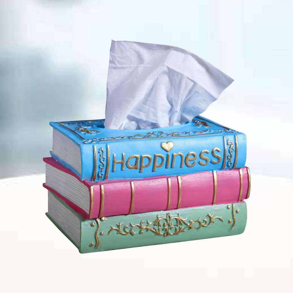 Retro Tissue Doos Hars Servet Storage Container Rechthoek Boek Papieren Handdoek Houder Desktop Decoratie Voor Huis Bar Kantoor (G203)
