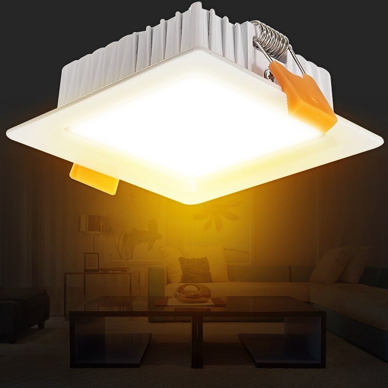 Ultrathin Recessed Downlight Square LED Panel Lights Lamp AC85-265V Fixture Recessed Ceiling Down Lights Lamp Warm White