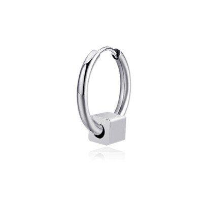 1 PCS Punk Rock Style Stainless Steel Ear Rings Spring UFO Square Hoop Earrings For Men Pop Style Piercing Jewelry: 11