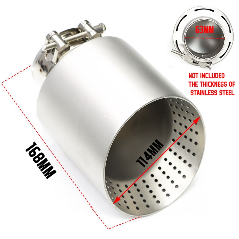 Embout de silencieux d'échappement universel GTI Golf 7 MK7, 57mm/60mm, 1 pièce, en acier inoxydable mat, pour voiture: ID63MM OD114MM