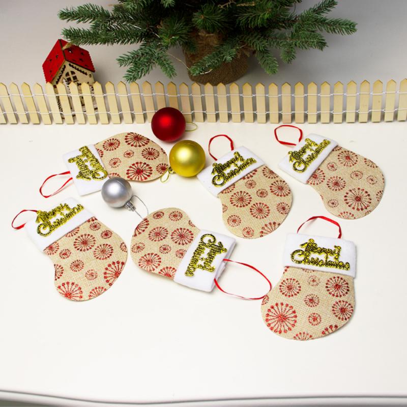 13*10Cm Kerst Decoratie Hotel Restaurant Servies Decoratie Bestek Set Van 6 Mini Kerst Kous Bestek Set