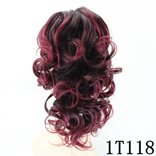 JOY&BEAUTY 12inch Curly High Temperature Fiber Synthetic Hair Pony Tail Hairpiece Clip In Hair Extensions Claw Ponytail 6 color: #1B/BUG/RED