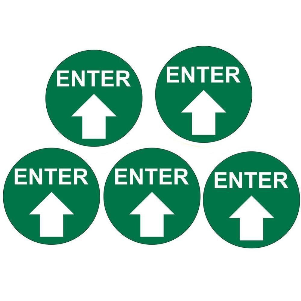 5PCS Social Distancing Floor Decals Safety Floor Sign Marker poster Maintaint Distance Anti-Slip: green