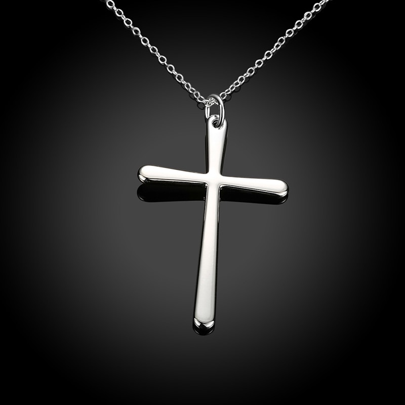 925 Silver Cross Pendant Necklace Chain For Women Men Party Silver Necklaces Jewelry