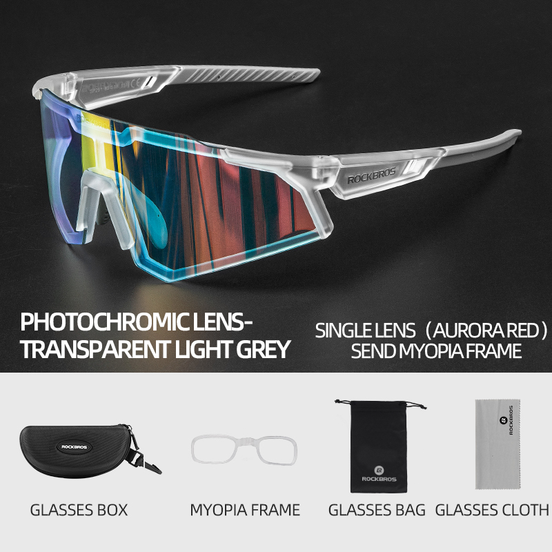 ROCKBROS Cycling Glasses UV400 Protection Bike Sunglasses Photochromic Polarised Lens Eyewear Goggles MTB Road Bicycle Glasses: Chocolate