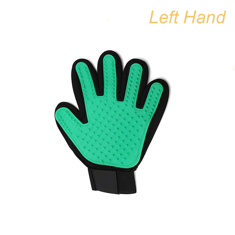 Pet Care Glove Cat Grooming Glove Deshedding Cat Brush Gloves Dog Comb for Cat supplies Bath Clean Massage Hair Remover Brush: Green left hand